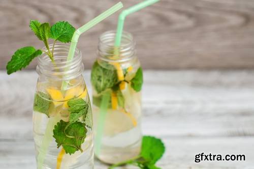 Fresh Lemonade, Cold Drink in a Glass Bottle