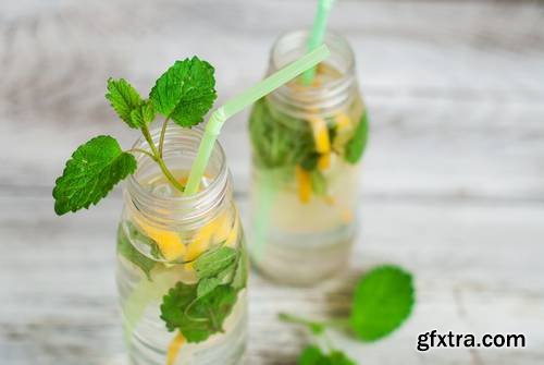 Fresh Lemonade, Cold Drink in a Glass Bottle