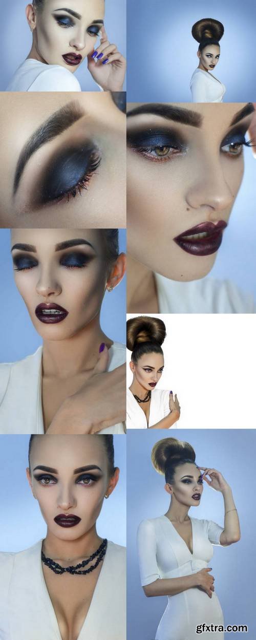 Fashionable Lady with Creative Hairstyle and Beautiful Make up