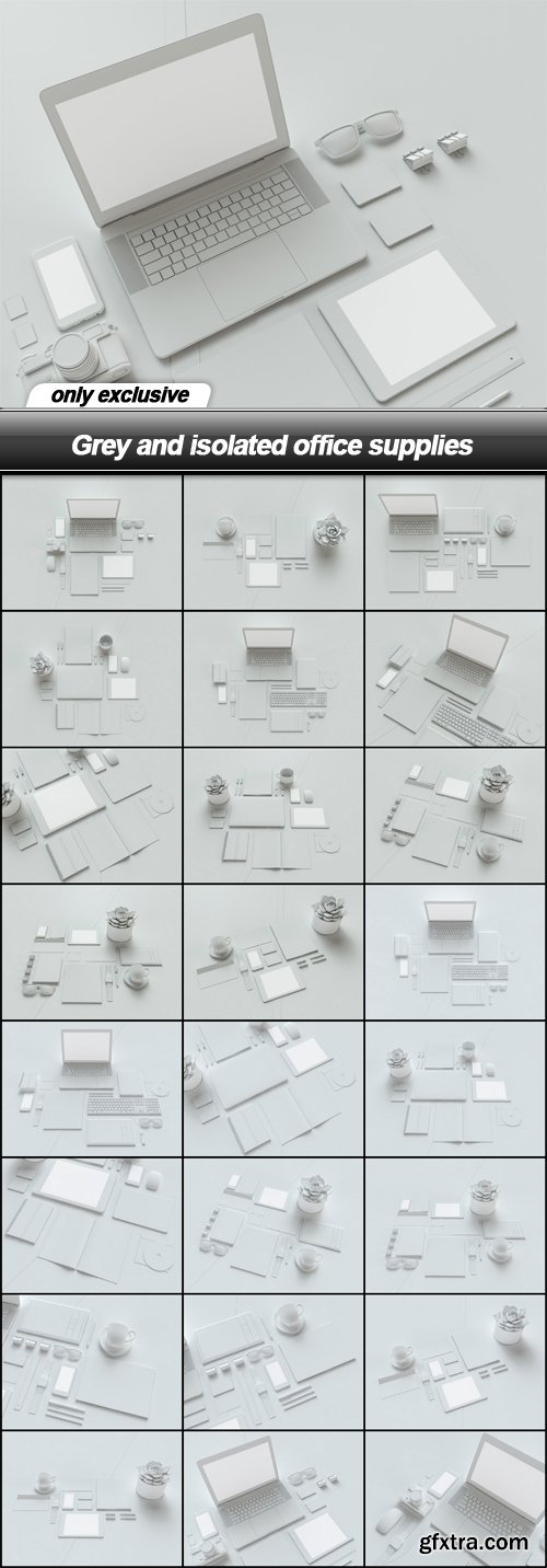 Grey and isolated office supplies - 25 UHQ JPEG