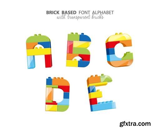 Alphabet Created from Playing Bricks