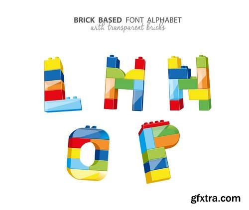 Alphabet Created from Playing Bricks