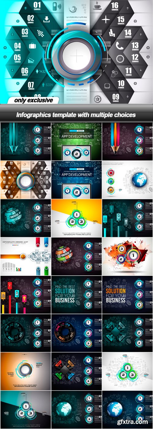 Infographics template with multiple choices - 25 EPS