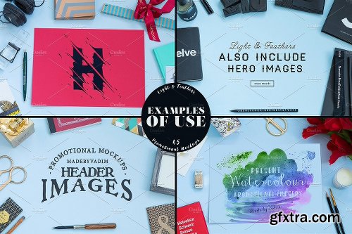 CreativeMarket Light&Feathers - Promotional Mockups 1178409