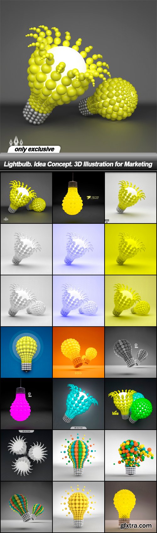 Lightbulb. Idea Concept. 3D Illustration for Marketing - 21 EPS