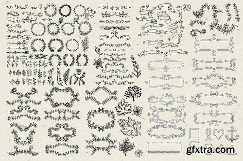 CreativeMarket 140 Decorative elements. 1194320