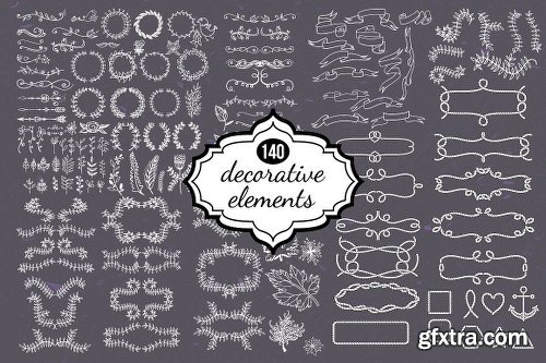 CreativeMarket 140 Decorative elements. 1194320