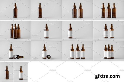 CreativeMarket Beer Bottle Mock-Up Photo Bundle 1324292