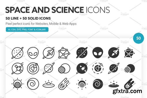 CreativeMarket Space and Science Icons 1324030