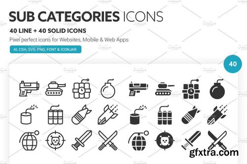 CreativeMarket Sub Categories Icons 1324074