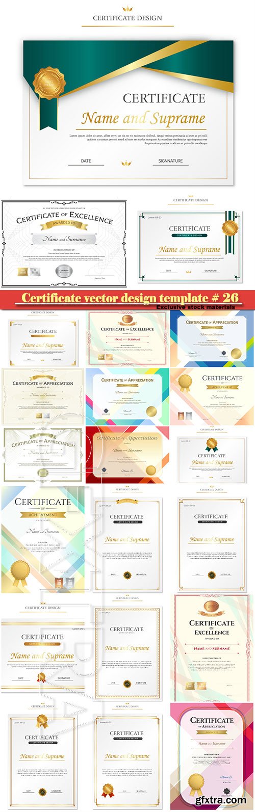 Certificate and vector diploma design template # 26