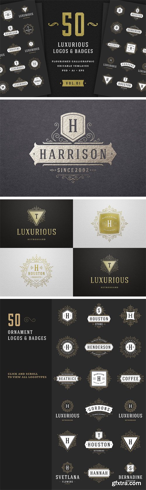 CM 1555868 - 50 Luxurious Logos & Badges