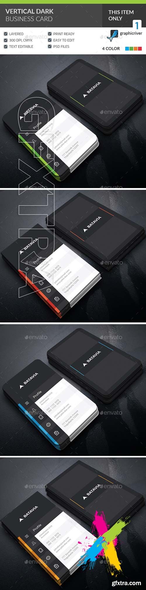 Graphicriver - Dark Vertical Business Card 20167888