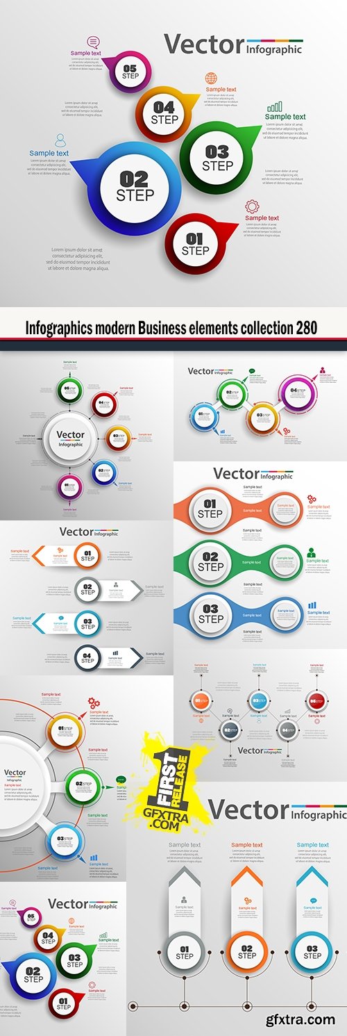 Infographics modern Business elements collection 280