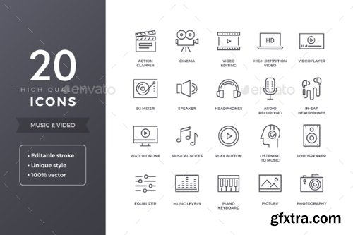 GR - Music and Video Line Icons 20222836