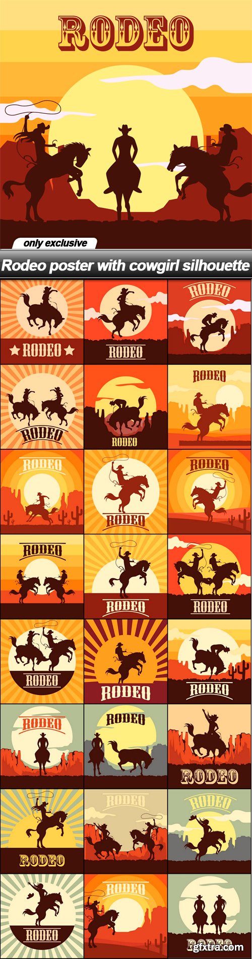 Rodeo poster with cowgirl silhouette - 25 EPS