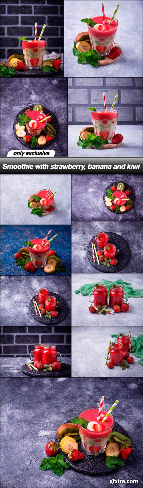 Smoothie with strawberry, banana and kiwi - 13 UHQ JPEG