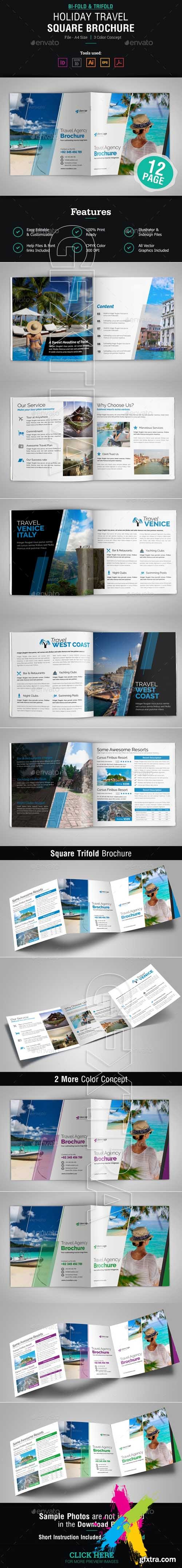 Graphicriver - Holiday Travel Square Bifold & Trifold Brochure 20178949