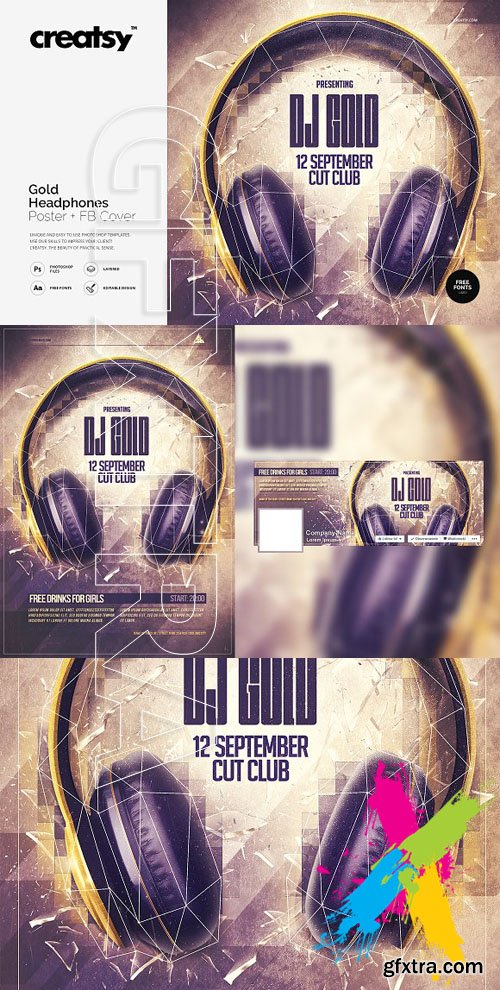 CM - Gold Headphones Poster + FB Cover 1632912