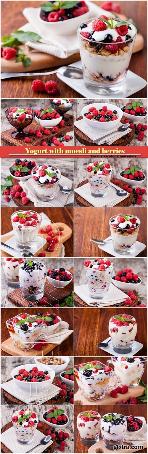 Yogurt with muesli and berries