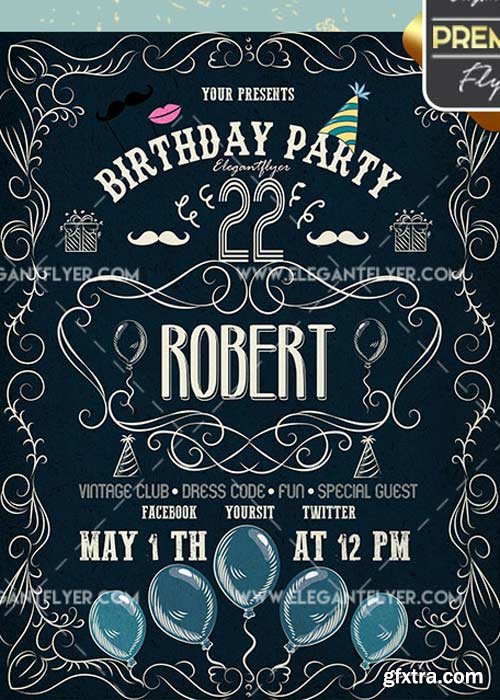 Birthday Party V42 Flyer PSD Template + Facebook Cover