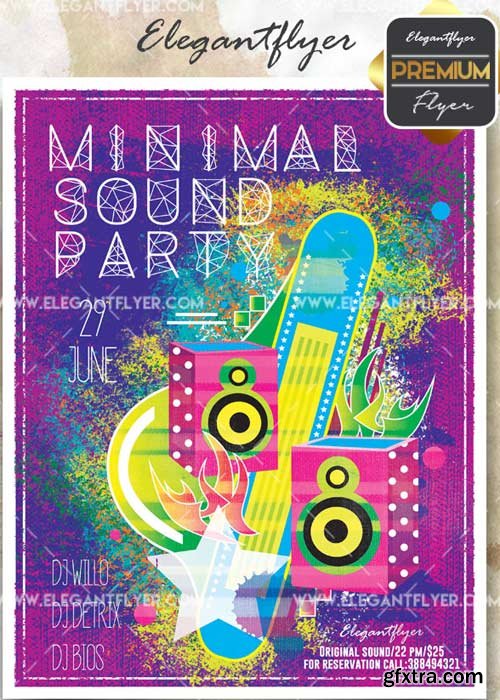 Minimal Sound Party V27 Flyer PSD Template + Facebook Cover