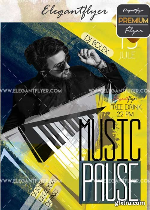 Music Pause Party V18 Flyer PSD Template + Facebook Cover