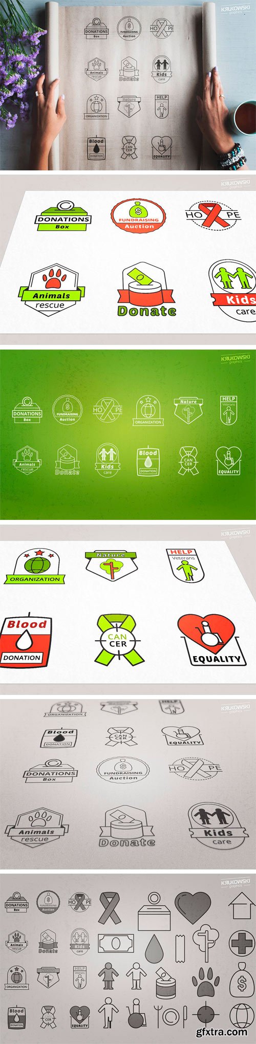 CM 1582354 - Charity Logo Vector Badges Set