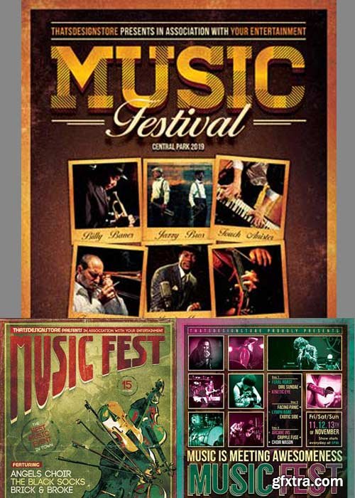 Music Festival 3in1 V4 Flyer Template