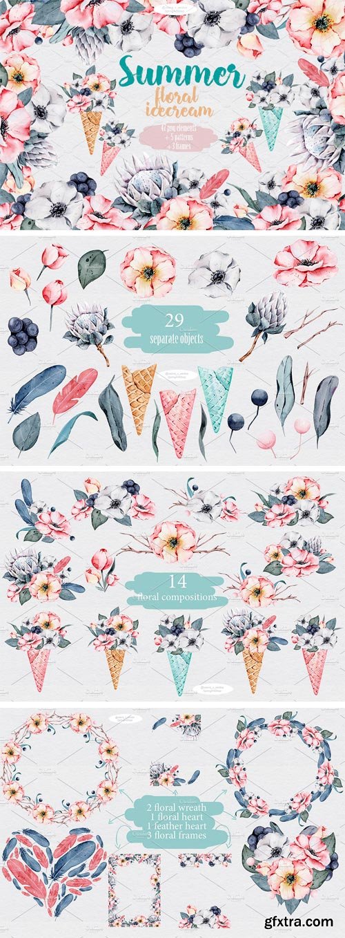 CM 1583114 - Floral Icecream Big Watercolor Set