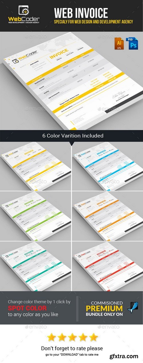 Graphicriver - Web Coder | Web Design Agency Invoice Template 11812833