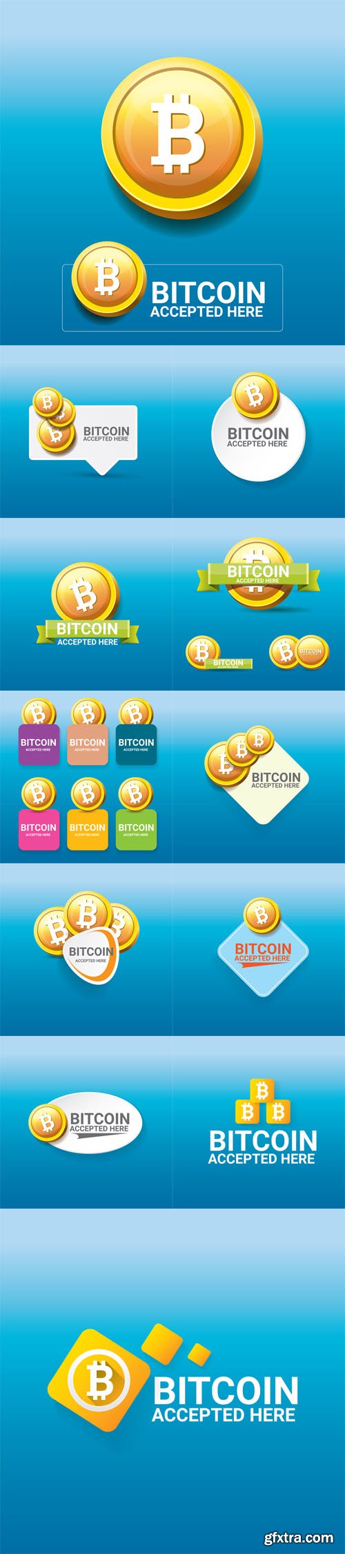 Vector Set - Bitcoin Symbol. Bitcoin Icon