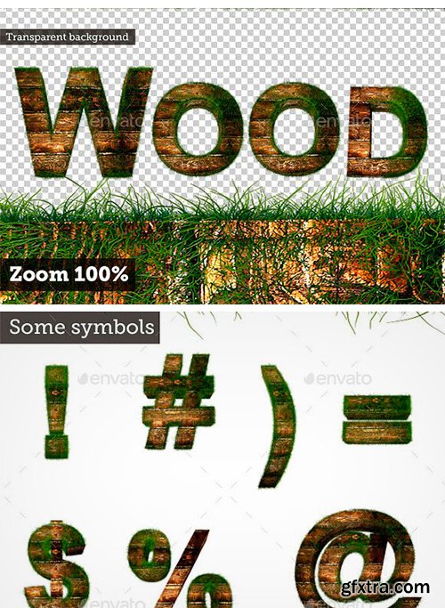 CM 1243601 - 3D Wood Alphabet Text with Grass