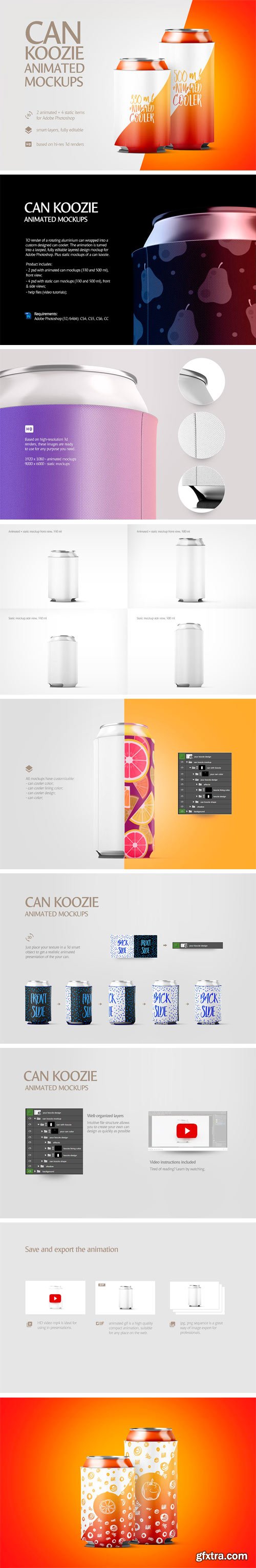 CM 1582347 - Can Koozie Animated Mockup