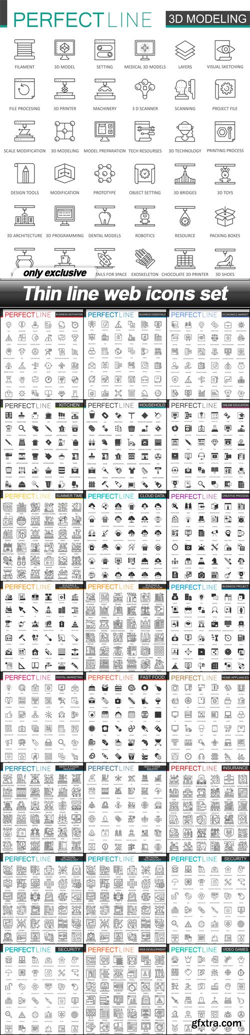 Thin line web icons set - 25 EPS