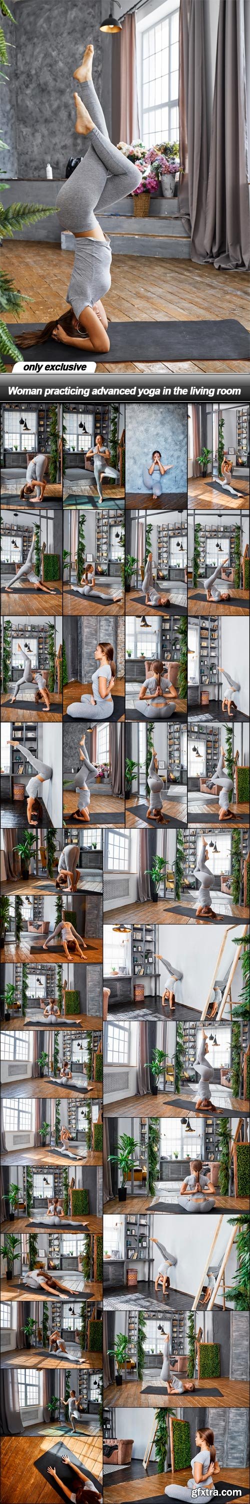 Woman practicing advanced yoga in the living room - 33 UHQ JPEG