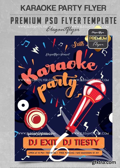 Karaoke Party Flyer PSD V17 Template + Facebook Cover