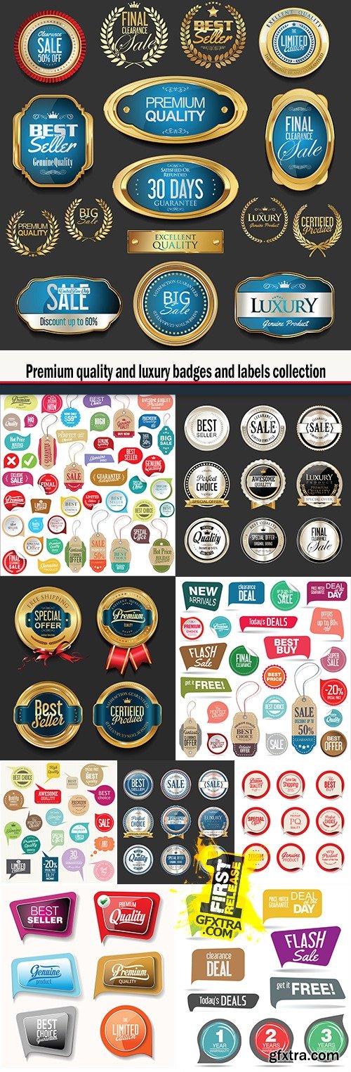 Premium quality and luxury badges and labels collection