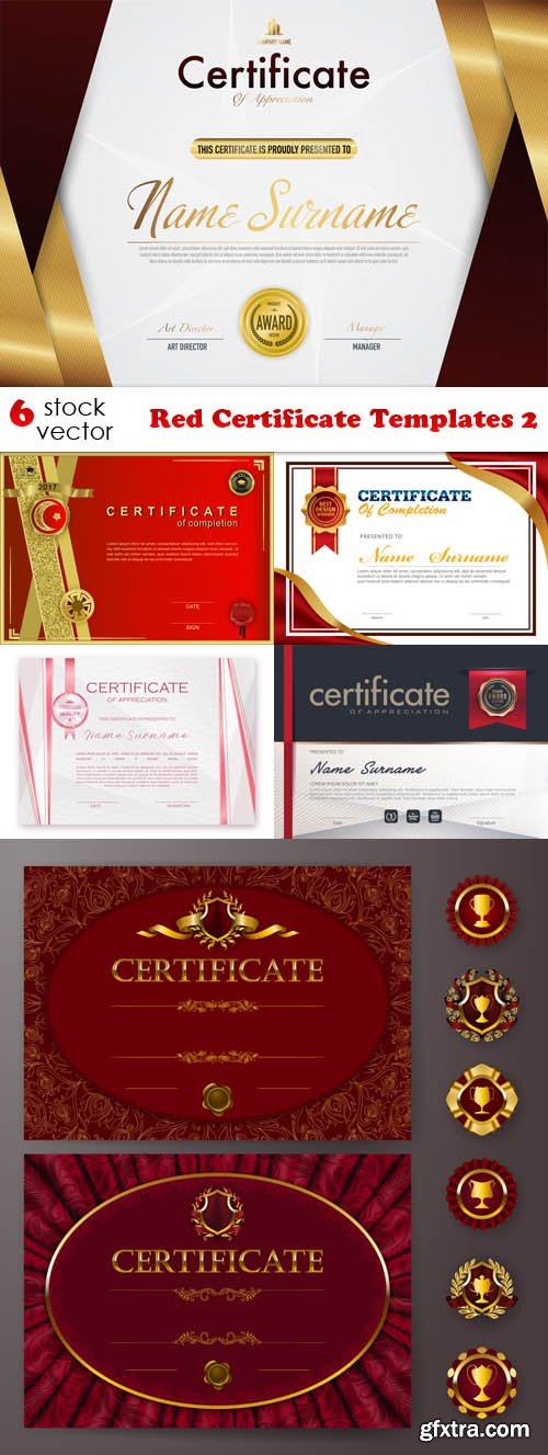 Vectors - Red Certificate Templates 2