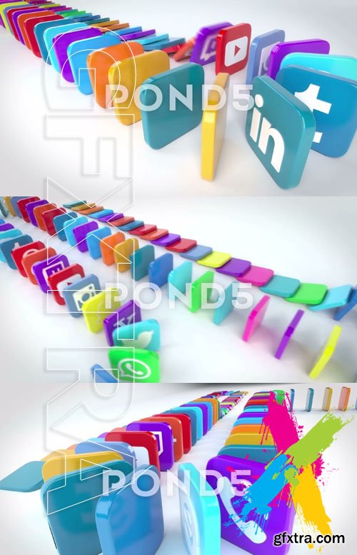 Social Media Dominoes Reveal - After Effects