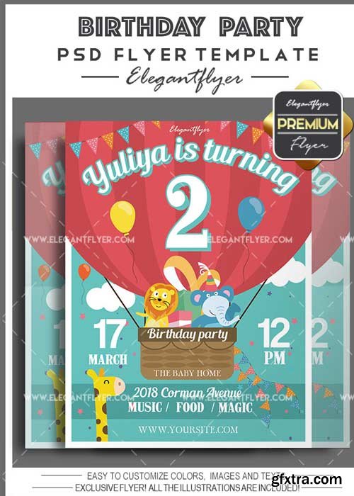 Birthday Party Flyer PSD V7 Template + Facebook Cover