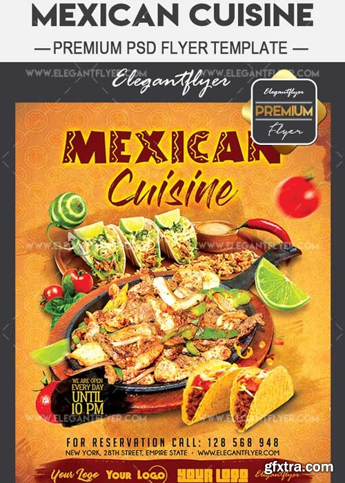 Mexican Cuisine Flyer PSD V5 Template + Facebook Cover