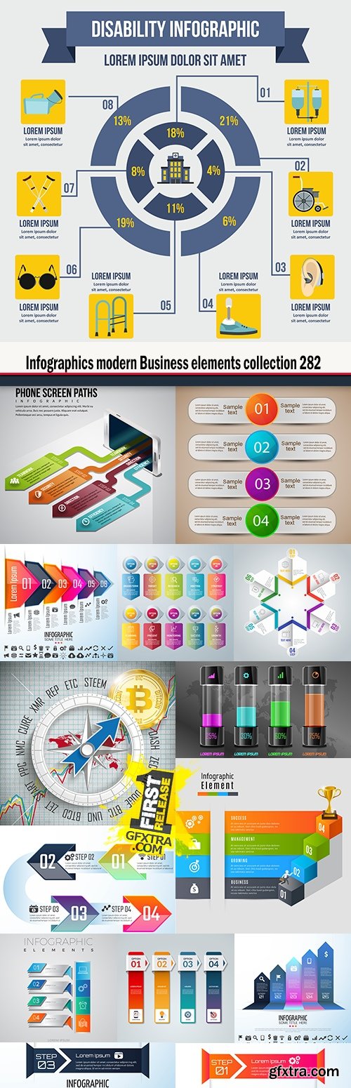 Infographics modern Business elements collection 282