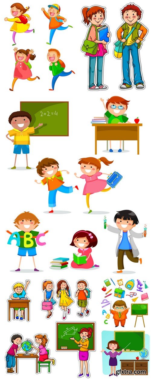 School children vector illustration 6X EPS