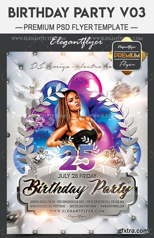 Birthday Party V03 – Flyer PSD Template + Facebook Cover