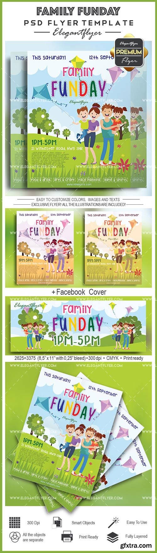 Family Funday- Flyer PSD Template + Facebook Cover