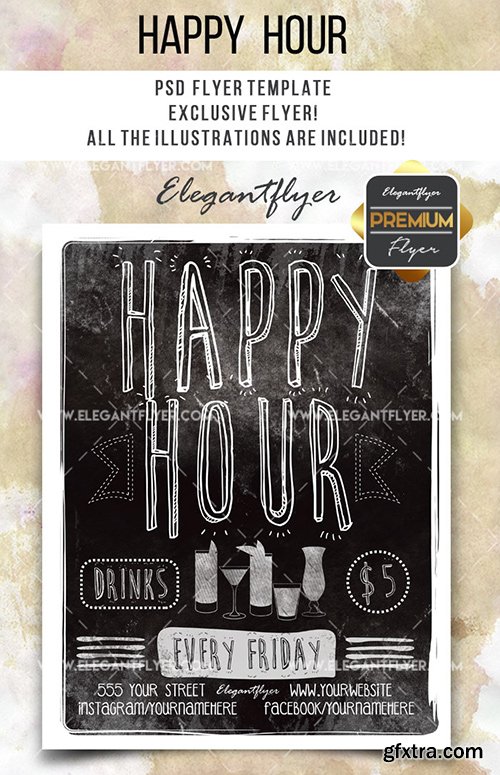 Happy Hour- Flyer PSD Template + Facebook Cover 5