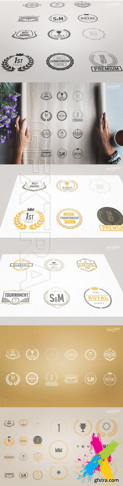 CM - Laurels Vector Badges Logo Set 1652414