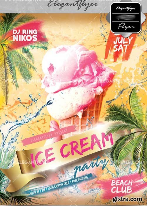 Ice Cream Party V16 Flyer PSD Template + Facebook Cover