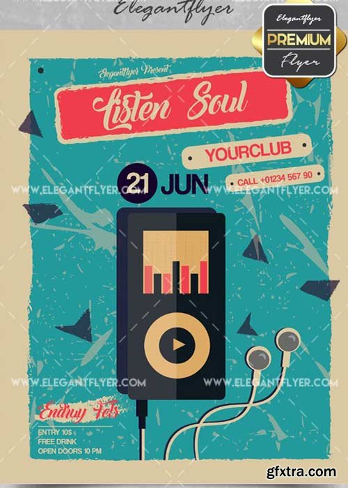 Listen Soul V11 Flyer PSD Template + Facebook Cover